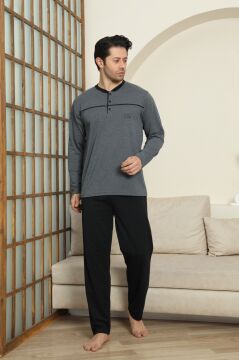 Modareya 3074 (M-L-XL-XXL) Erkek Uzun Kollu Pijama Takım 4'lü