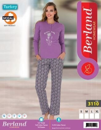 Berland 3110 Bayan Modal Uzun Kol Pijama Takımı