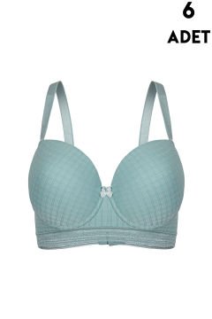 Aysemin 5169 B Cup (80-85-90-95) Balenli Desteksiz Bayan Sütyen 6'lı ÇAĞLA YEŞİLİ - SERİLİ