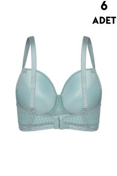 Aysemin 5169 B Cup (80-85-90-95) Balenli Desteksiz Bayan Sütyen 6'lı ÇAĞLA YEŞİLİ - SERİLİ