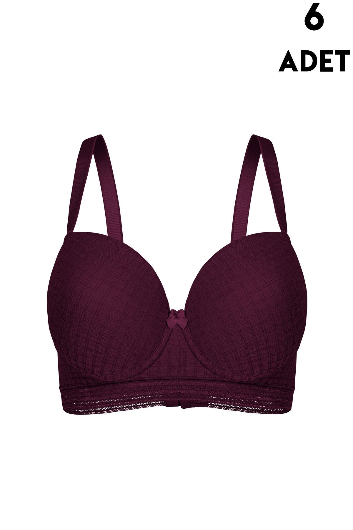 Aysemin 5169 B Cup (80-85-90-95) Balenli Desteksiz Bayan Sütyen 6'lı MOR - SERİLİ