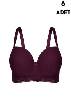 Aysemin 5169 B Cup (80-85-90-95) Balenli Desteksiz Bayan Sütyen 6'lı MOR - SERİLİ