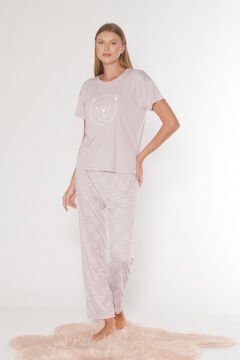 Alperi 780-57 (M-L-XL-XXL) Bayan Viskon Kısa Kollu Pijama Takım 4'lü