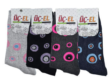 Üçel Ekonomik Desenli Bayan Soket Çorap 12'li