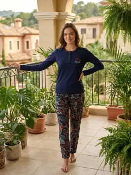 Kapitex 59300 (M-L-XL-XXL) Bayan Uzun Kol Pijama Takım 4'lü