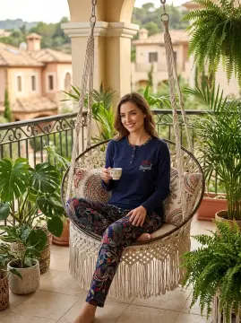 Kapitex 59300 (M-L-XL-XXL) Bayan Uzun Kol Pijama Takım 4'lü