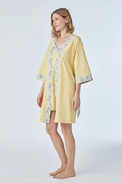 Pijadore 2094 (M-L-XL-XXL) Bayan Sabahlıklı Gecelik Takım 4'lü