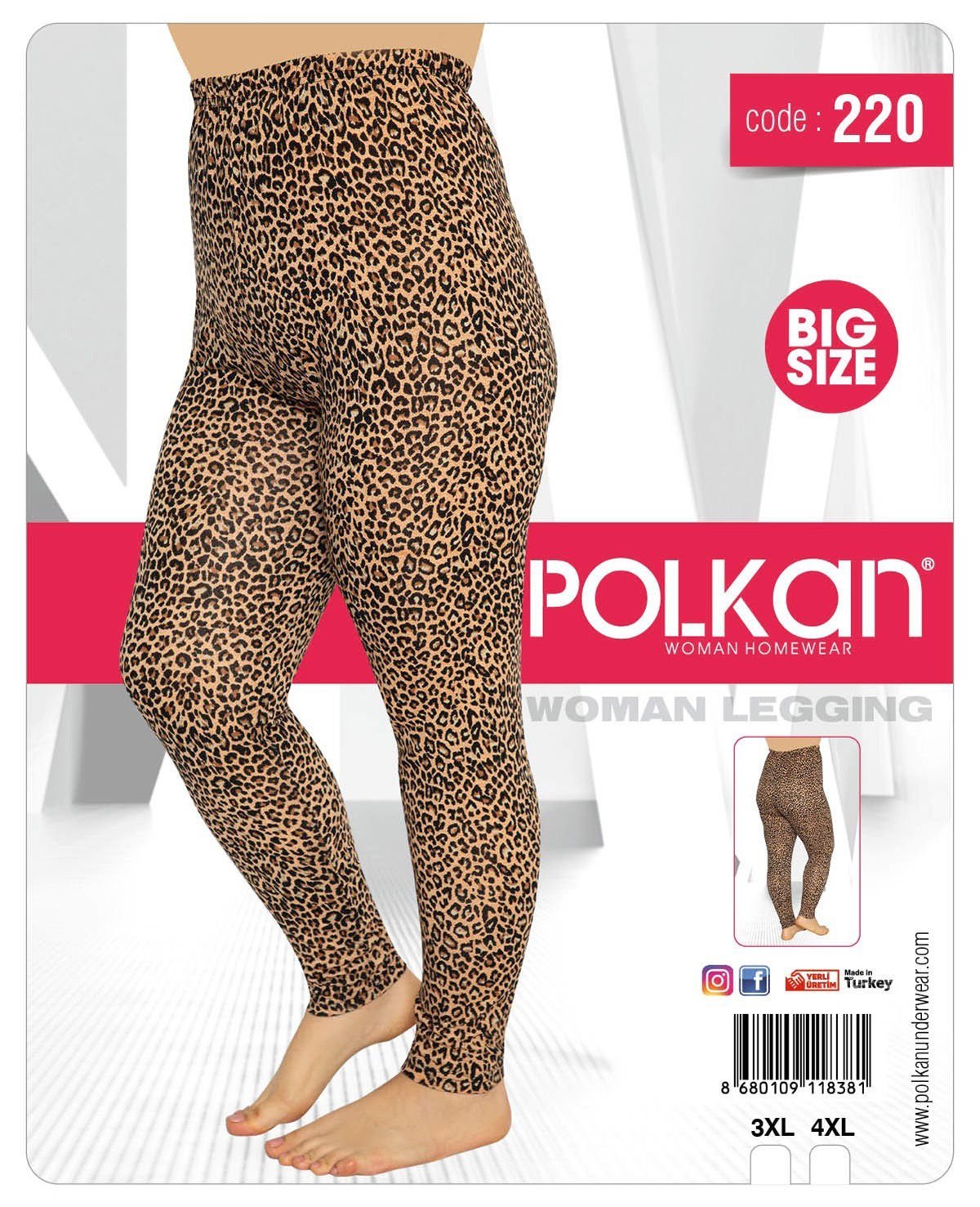 Polkan 220 Leopar Desenli Bayan Tayt