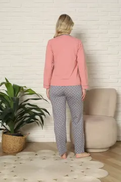 Kapitex 59166 (M-L-XL-XXL) Pamuklu Bayan Uzun Kollu Pijama Takım 4'lü