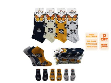 Potin 4-3 Penye Pamuklu Bayan Patik 12'li