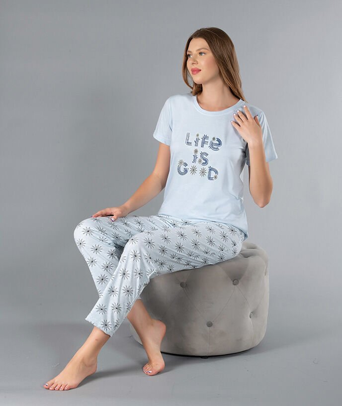 Alperi 780-30 (M-L-XL-XXL) Bayan Kısa Kollu Pijama Takım 4'lü