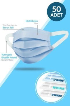 Enzim Mask 3 Katlı Yumuşak Elastik Kulaklı Maske 50'li