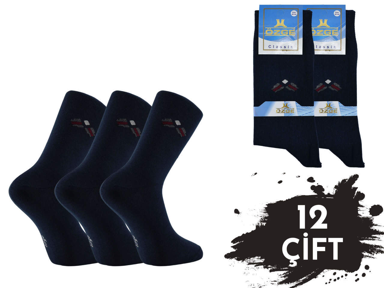 Özge Mavi Kutu Likralı Erkek Çorap 12'li