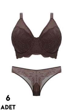 Cansoy 678 C Cup (85-90-95-100) Balenli Desteksiz Dantelli Sütyen Takım 6'lı
