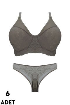 Cansoy 678 C Cup (85-90-95-100) Balenli Desteksiz Dantelli Sütyen Takım 6'lı
