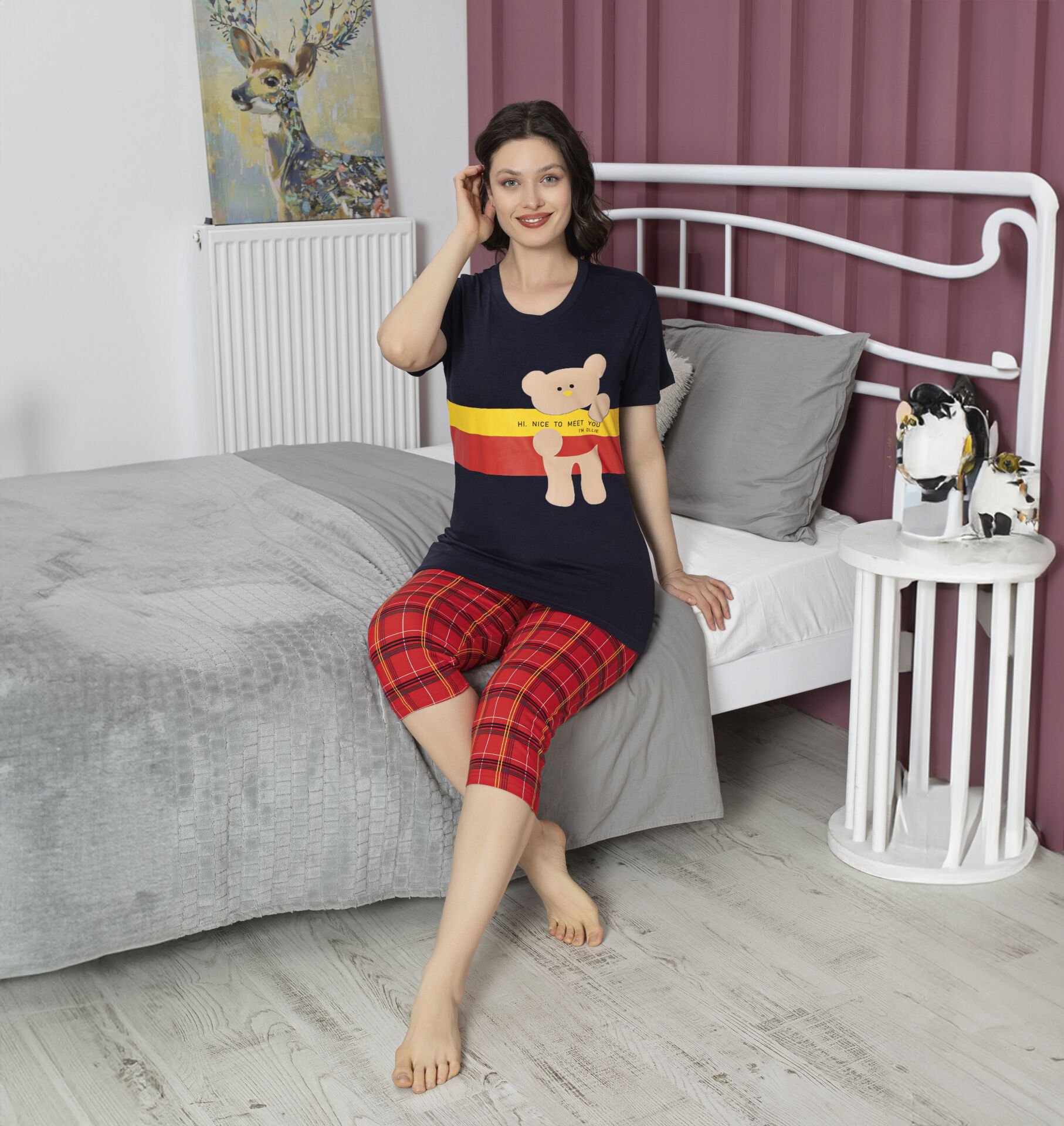 Tekten 4510 (M-L-XL-XXL) Bayan Kısa Kollu Kapri Takım 4'lü