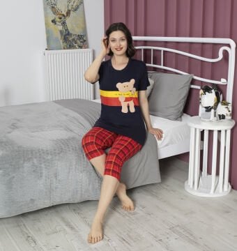 Tekten 4510 (M-L-XL-XXL) Bayan Kısa Kollu Kapri Takım 4'lü