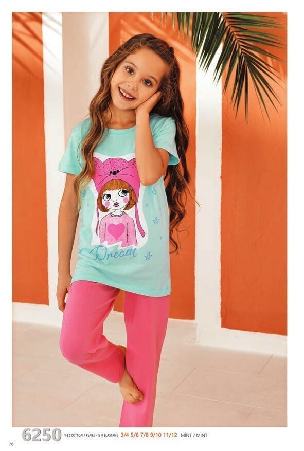 Güryıldız 6250 Kısa Kollu Kız Çocuk Pijama Takımı