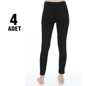 Sahra Ten 160 Çelikli Cepli Battal Bayan Tayt 4'lü