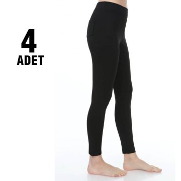 Sahra Ten 160 Çelikli Cepli Battal Bayan Tayt 4'lü