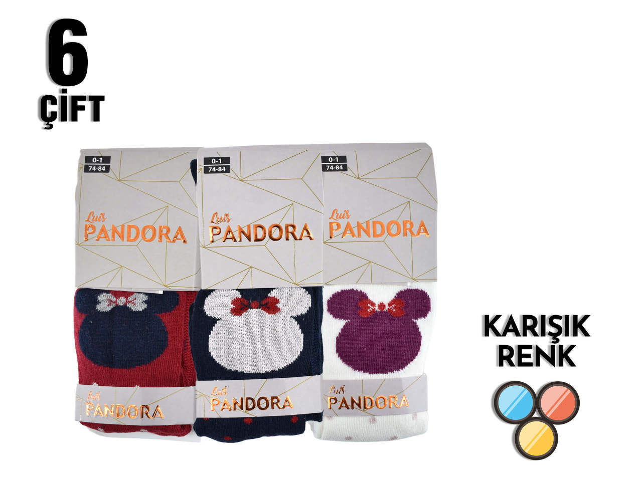 Pandora 8056 Desenli Çocuk Külotlu Çorap 6'lı