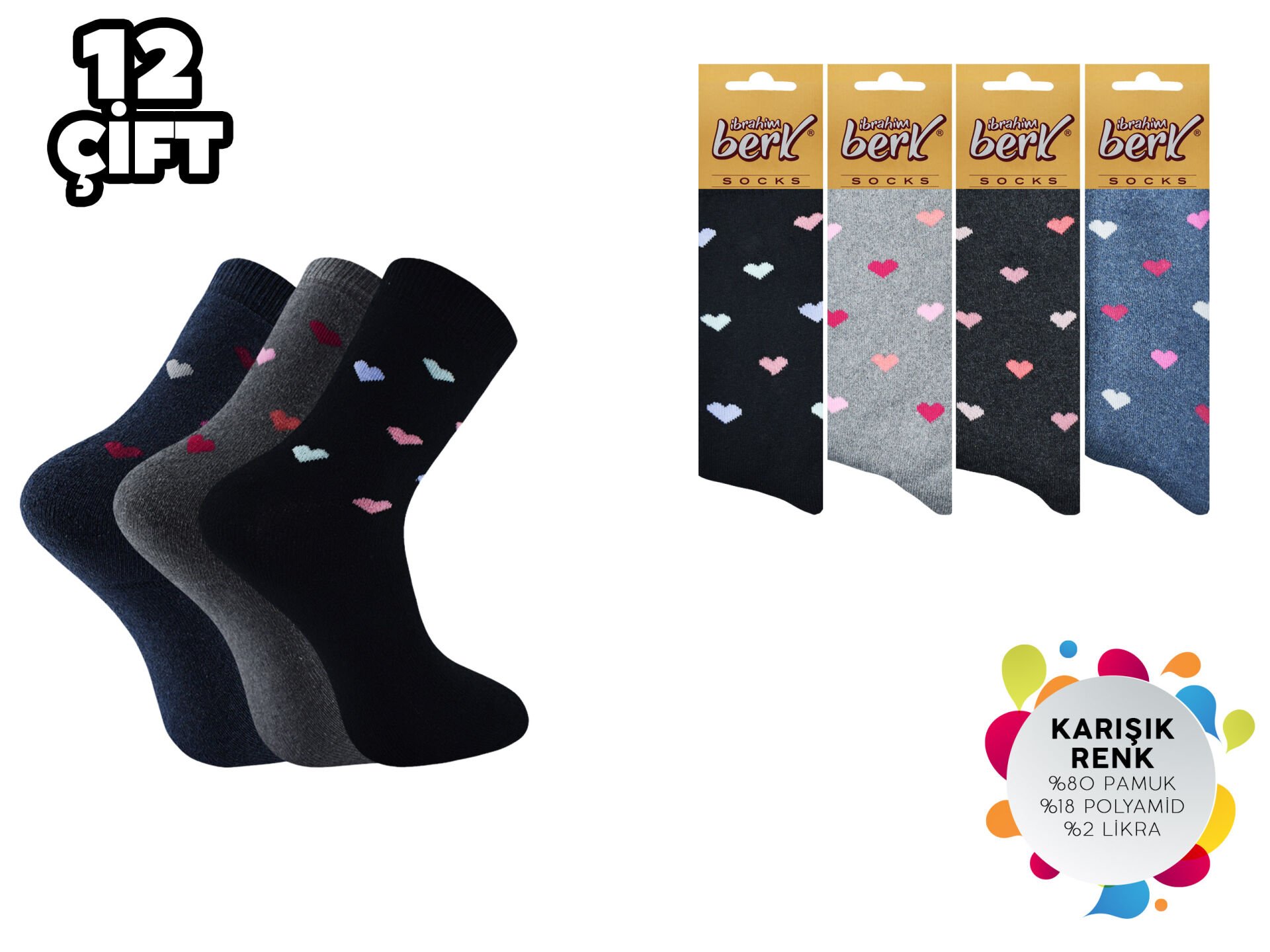 Berk 21-4 Bayan Kışlık Havlu Çorap 12'li