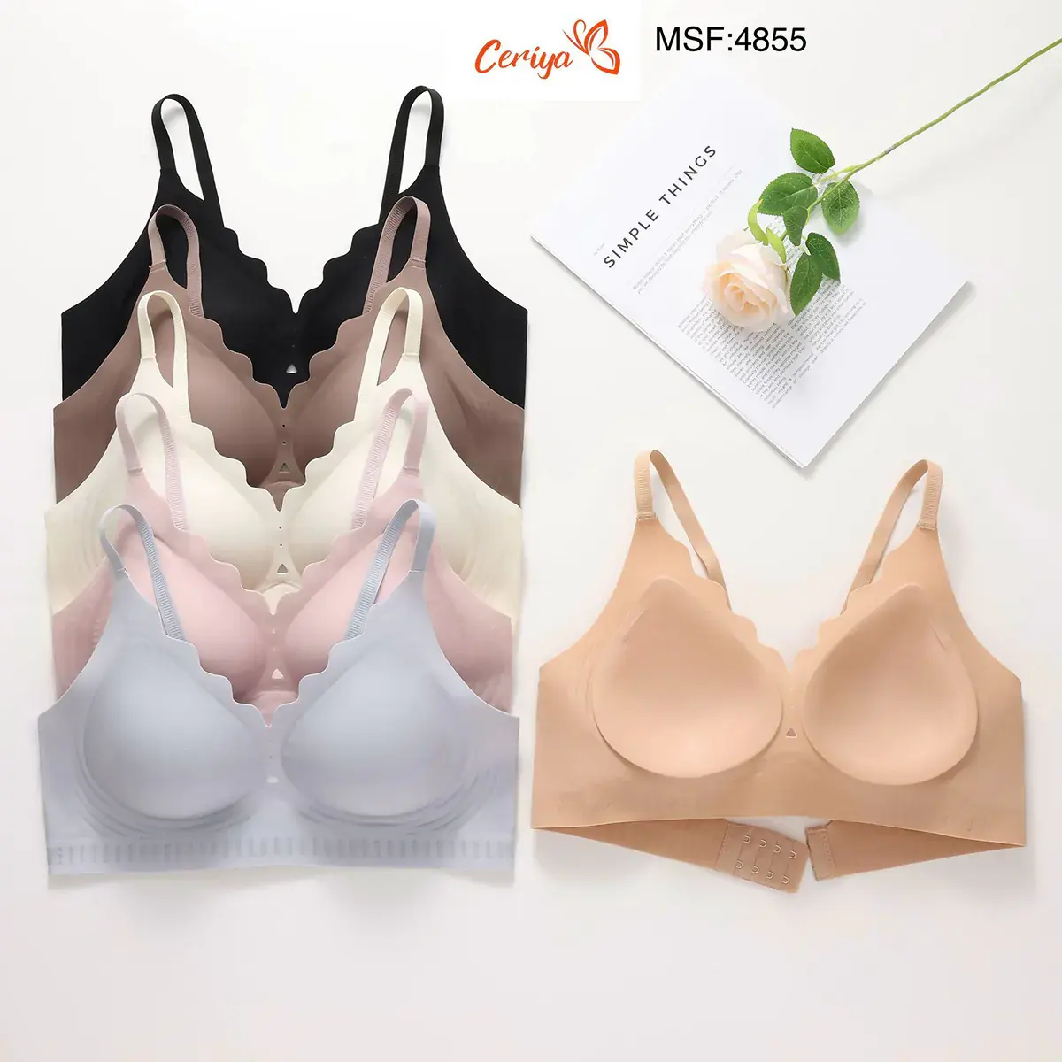 Ceriya 4855 (M-L-XL-XXL) Zero Gram Lazer Kesim Bayan Sütyen 6'lı
