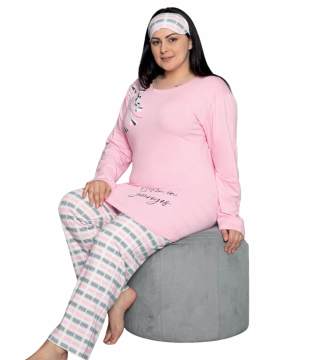 Tekten 8070 Battal Boy Uzun Kollu Bayan Pijama Takımı