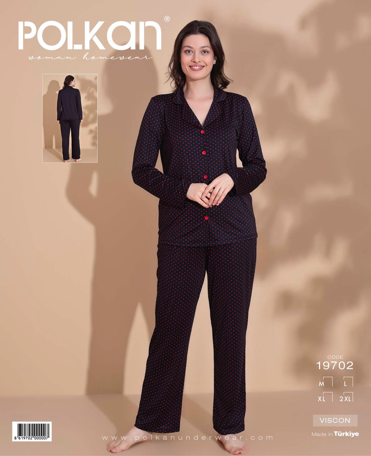Polkan 19702 Viskon Uzun Kollu Bayan Pijama Takım 4'lü