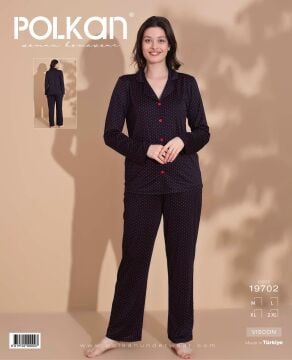 Polkan 19702 Viskon Uzun Kollu Bayan Pijama Takım 4'lü