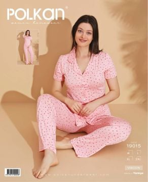 Polkan 19015 Bayan Milan Kısa Kollu Bayan Pijama Takım Paket İçi 4'lü