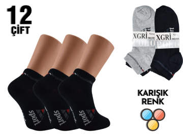 XGRİ POLO Penye Erkek Patik 12'li