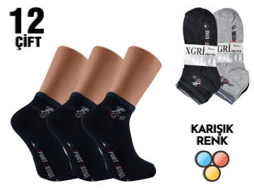 XGRİ POLO Penye Erkek Patik 12'li