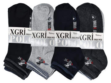 XGRİ POLO Penye Erkek Patik 12'li