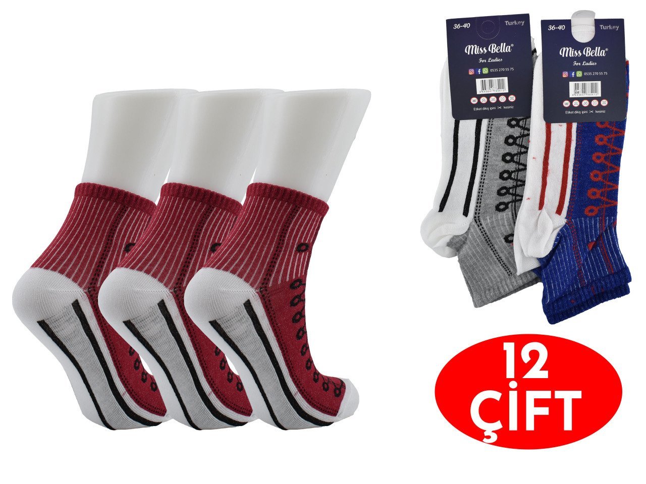 Miss Bella Konvers Bayan Penye Patik 12'li