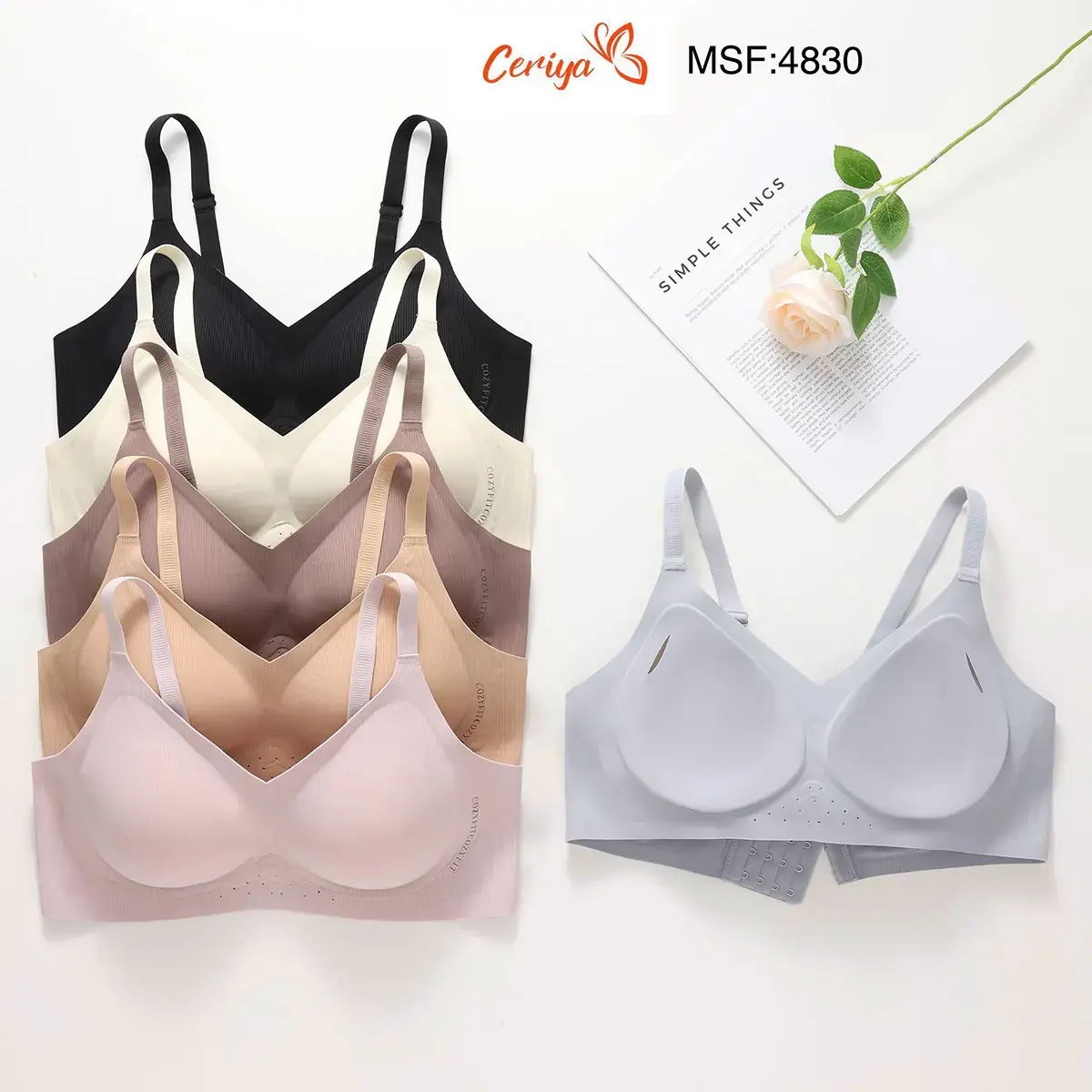 Ceriya 4830 (M-L-XL-XXL) Zero Gram Lazer Kesim Bayan Sütyen 6'lı