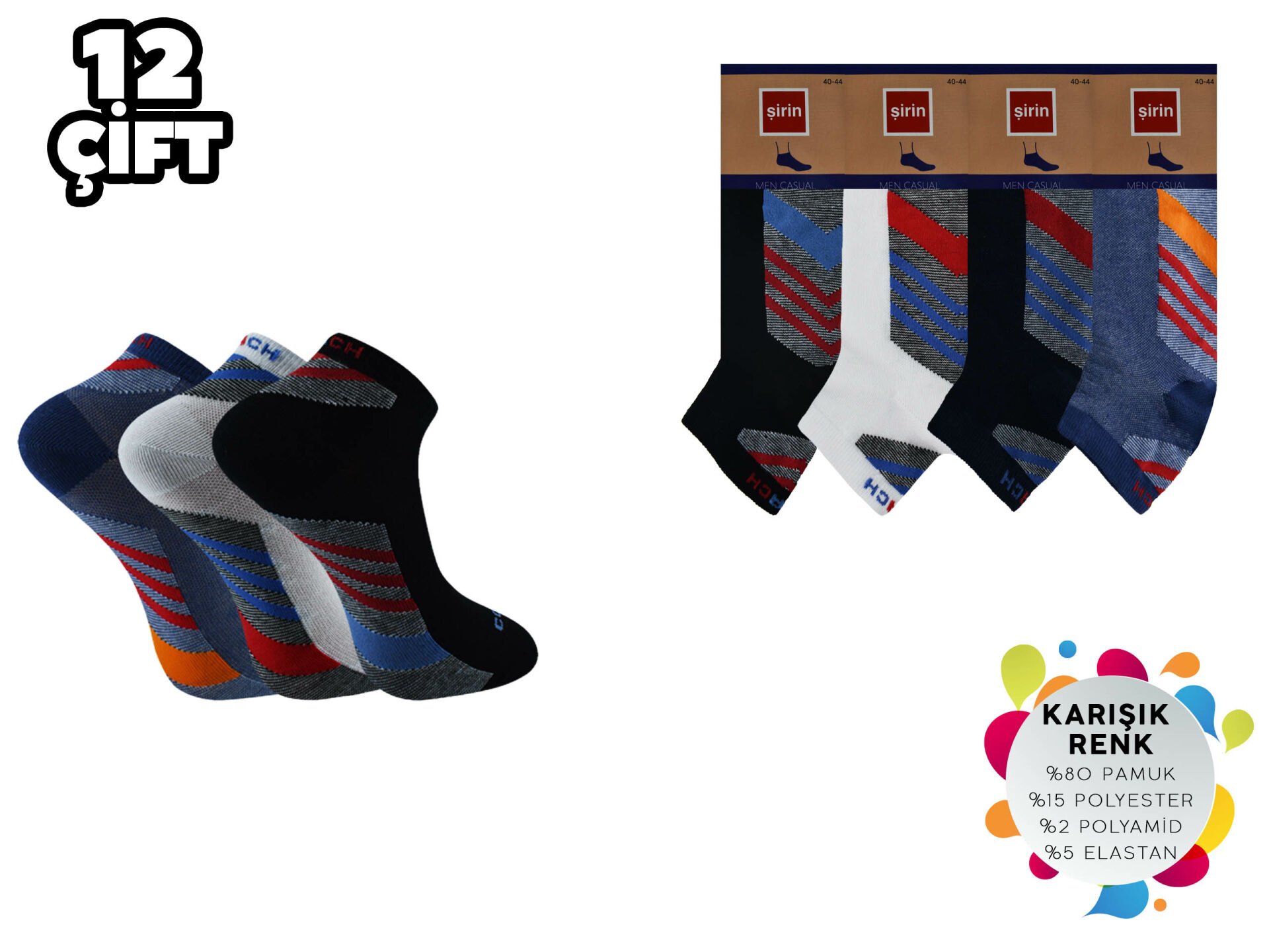 Şirin 7090-14 Ter Emici Dikişsiz Erkek Penye Patik 12'li