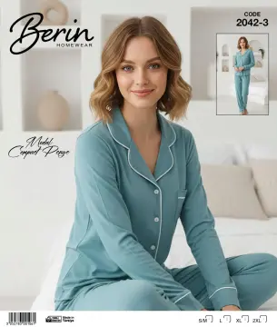Berin 2042-2 (M-L-XL-XXL) Bayan Uzun Kollu Kompak Pijama Takımı 6'lı