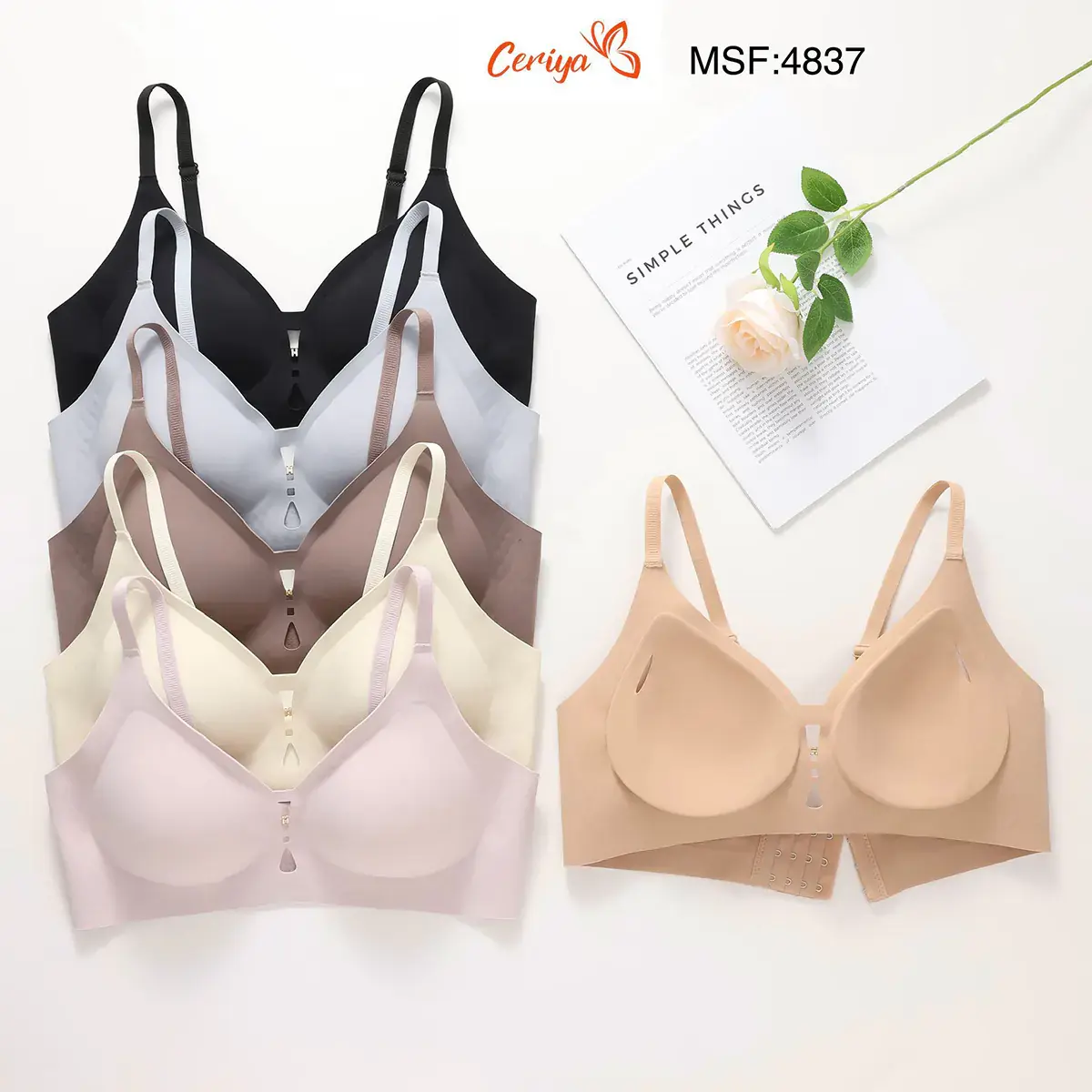 Ceriya 4837 (M-L-XL-XXL) Zero Gram Lazer Kesim Bayan Sütyen 6'lı