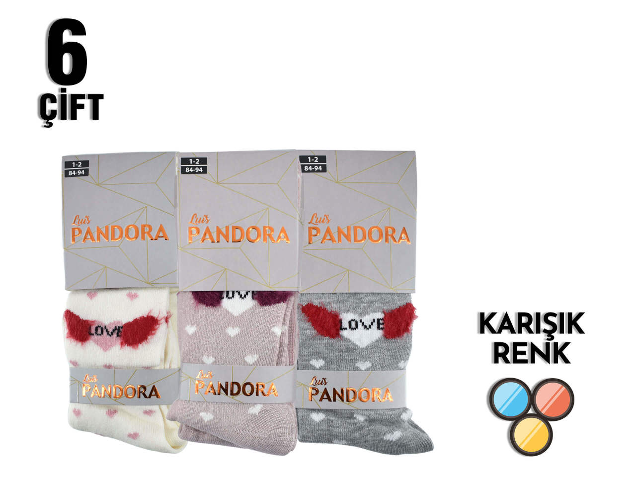 Pandora 9015 Desenli Çocuk Külotlu Çorap 6'lı