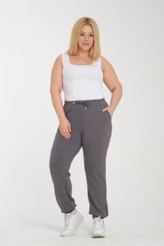 Vogsing 314 (2XL-3XL-4XL) Modal Oyho Manşetli Cepli Bayan Tek Alt 6'lı