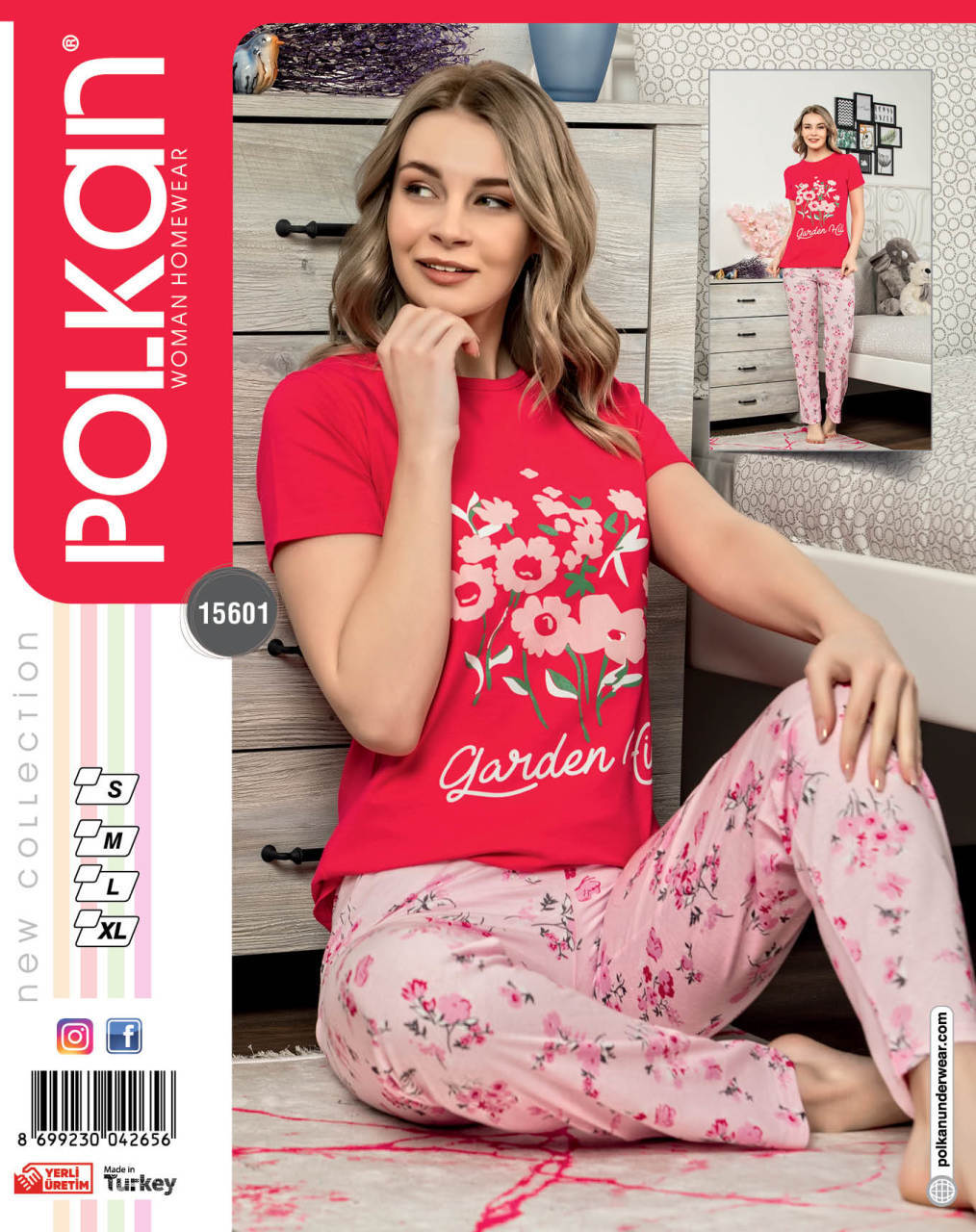 POLKAN BAYAN KISA KOL PİJAMA TAKIMI