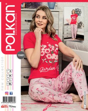 POLKAN BAYAN KISA KOL PİJAMA TAKIMI