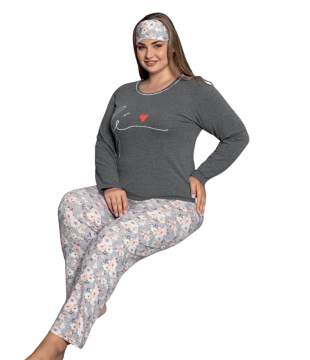 Tekten 8020 Battal Boy Uzun Kollu Bayan Pijama Takımı