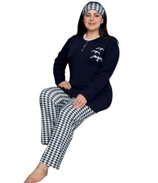 Tekten 8010 Battal Boy Uzun Kollu Bayan Pijama Takımı