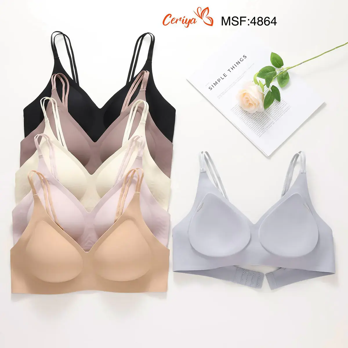 Ceriya 4864 (M-L-XL-XXL) Zero Gram Lazer Kesim Bayan Sütyen 6'lı