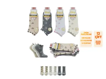 XGRİ POLO B-87-5 (35-40) Yıkamalı Dikişsiz Bayan Penye Patik Çorap 12'li