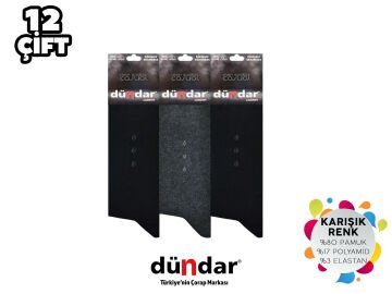 Dündar 003-3 Dikişsiz Erkek Likralı Penye Çorap 12'li