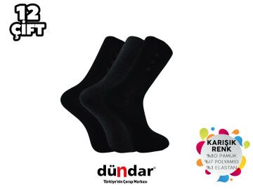 Dündar 003-3 Dikişsiz Erkek Likralı Penye Çorap 12'li