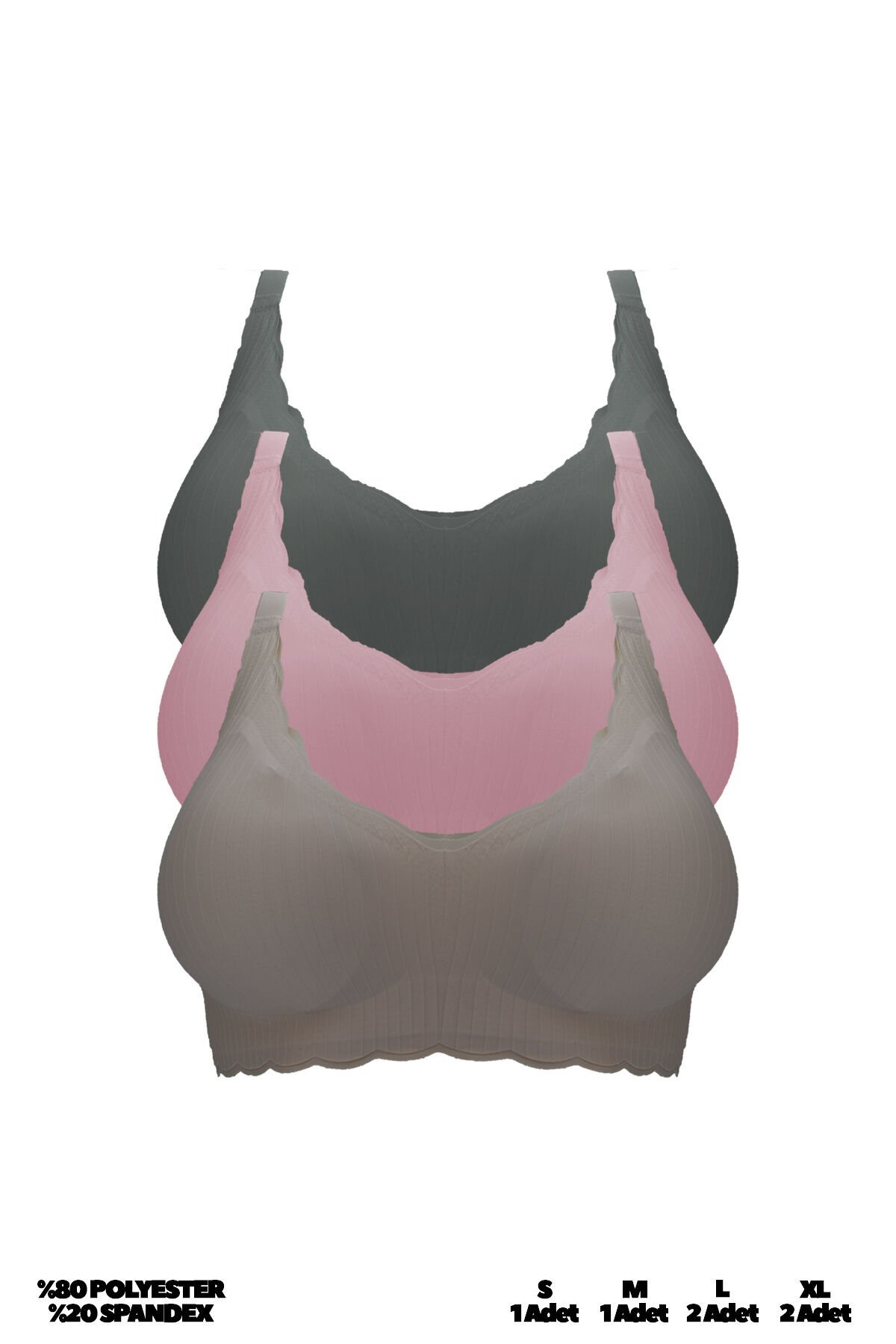 Umt 81 (S-M-L-XL) Lazer Kesim Bayan Sütyen 6'lı